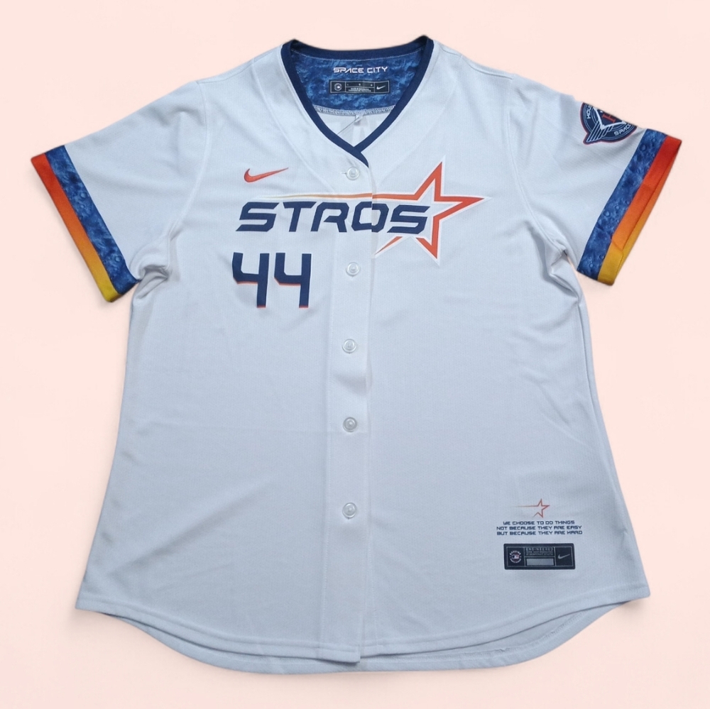 Nike Womens Astros White and Blue Baseball Jersey